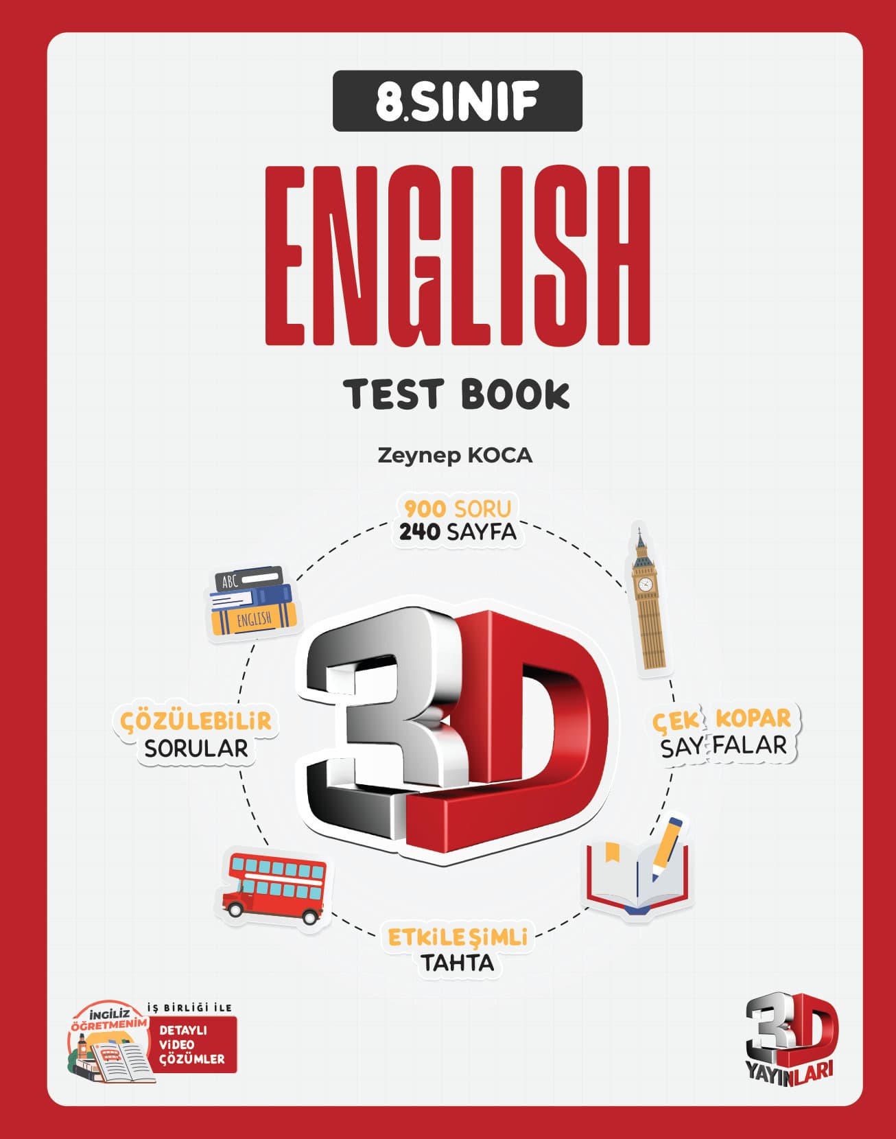 8. Sınıf English Test Book kapağı, yazar Zeynep Koca